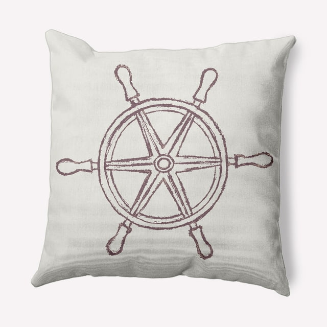 Simply Daisy 18" x 18" Large Ship Wheel Nautical Decorative Indoor Pillow