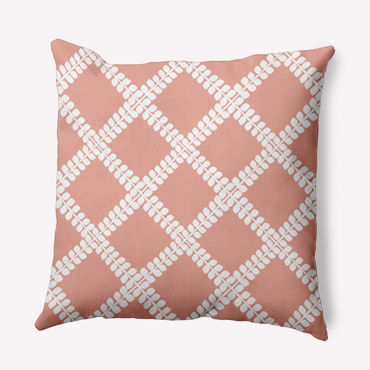 Simply Daisy 18" x 18" Leaf Plaid Decorative Throw Pillow, Soft Coral (1 count)
