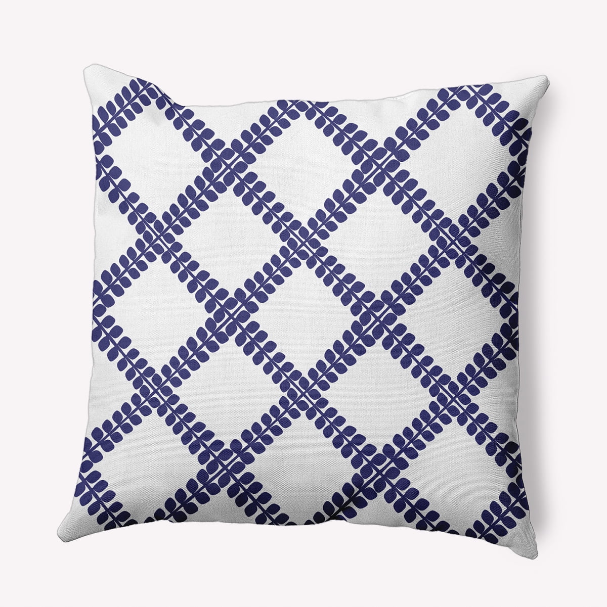 Simply Daisy 18" x 18" Leaf Plaid Indoor/Outdoor Throw Pillow, Purplish Blue (1 count)
