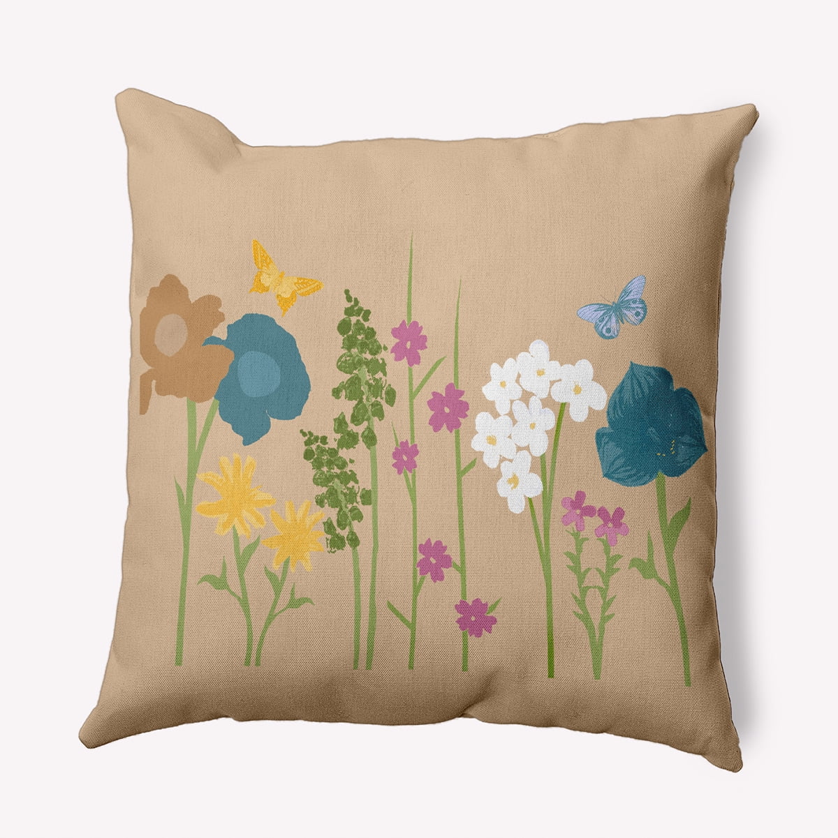 Simply Daisy 18" x 18" Little Garden Decorative Throw Pillow, Taupe (1 count)