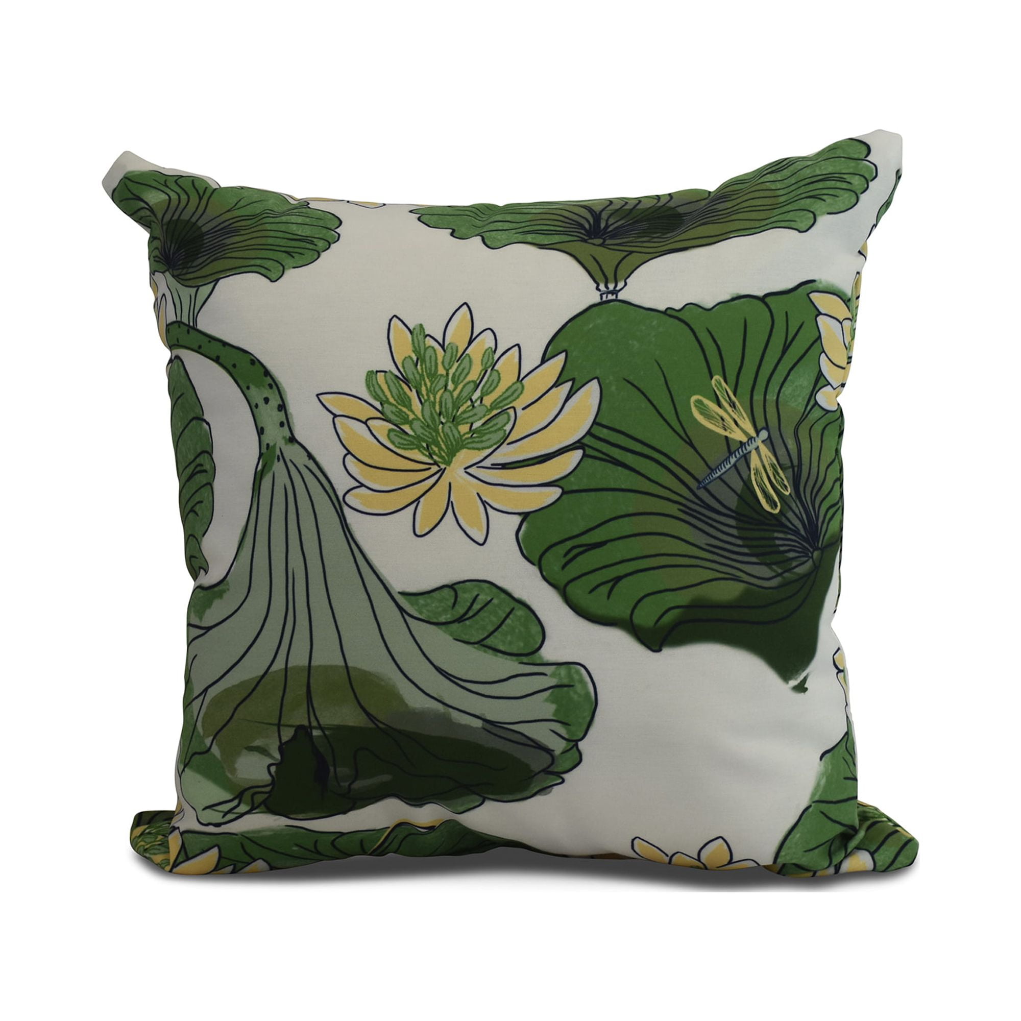 Simply Daisy, 18" x 18" Lotokoi, Floral Print Outdoor Pillow, Green