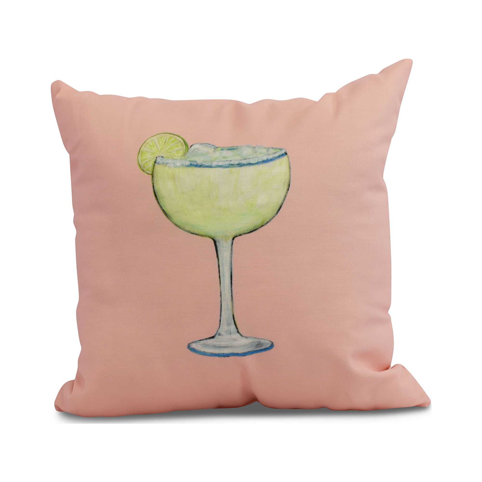 Simply Daisy, 18" x 18" Margarita Plain , Geometric Print Outdoor Pillow, Coral