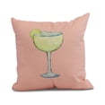 thumbnail image 1 of Simply Daisy, 18" x 18" Margarita Plain , Geometric Print Outdoor Pillow, Coral, 1 of 2