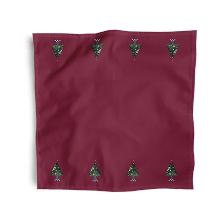 Simply Daisy 18" x 18" Maroon Crazy Christmas Napkins, Set of 4