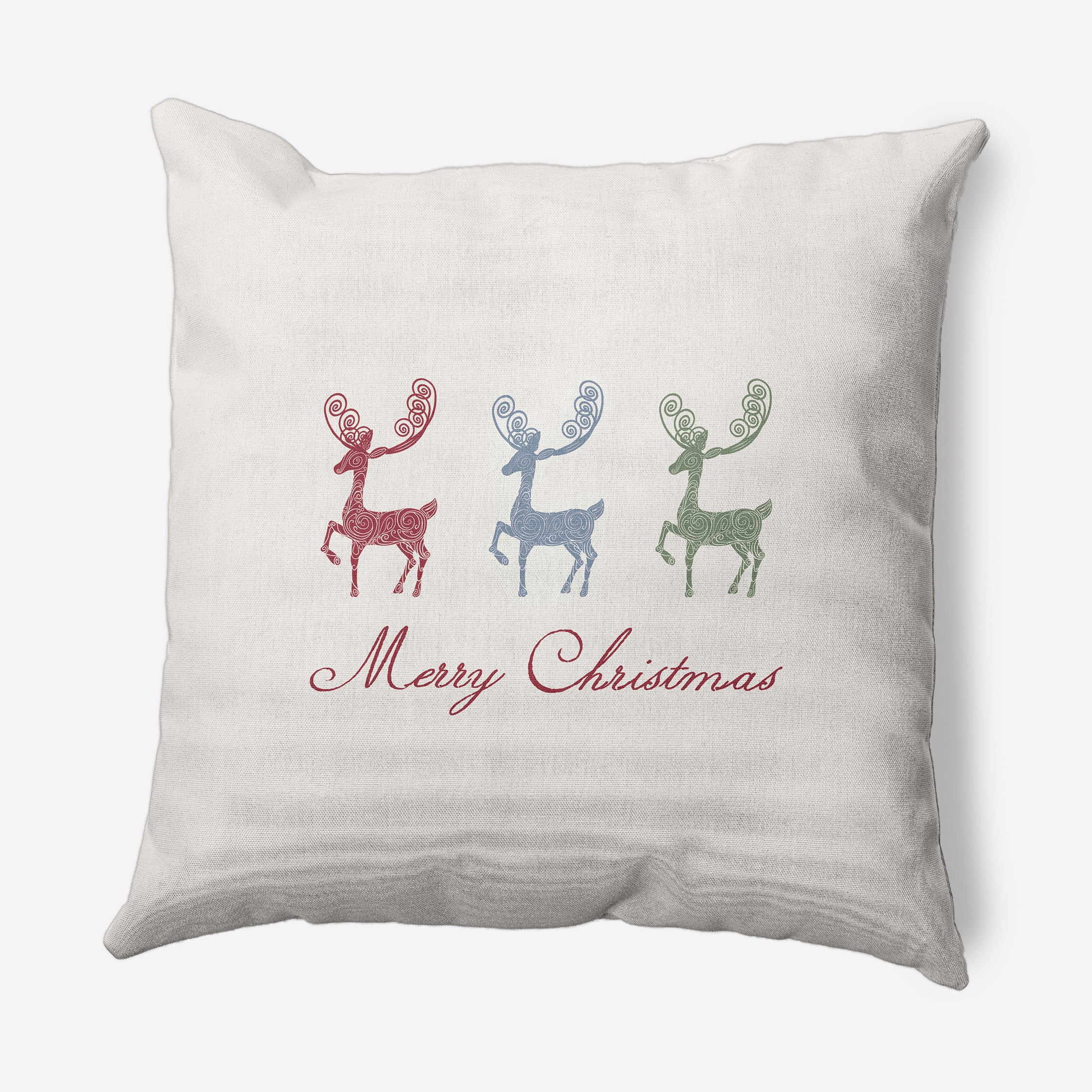 Simply Daisy 18" x 18" Merry Christmas Reindeer Outdoor Throw Pillow