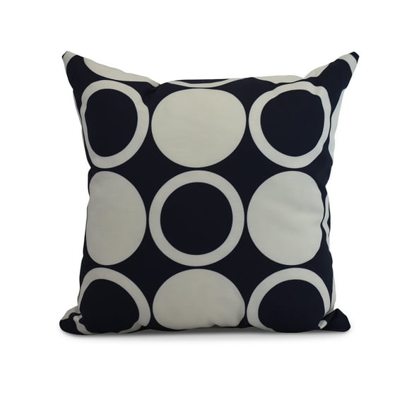 Simply Daisy, 18" x 18" ModCircles, Geometric Print Outdoor Pillow, Navy Blue