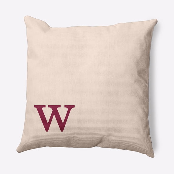 Simply Daisy 18" x 18" Modern Monogram Decorative Throw Pillow, Cranberry