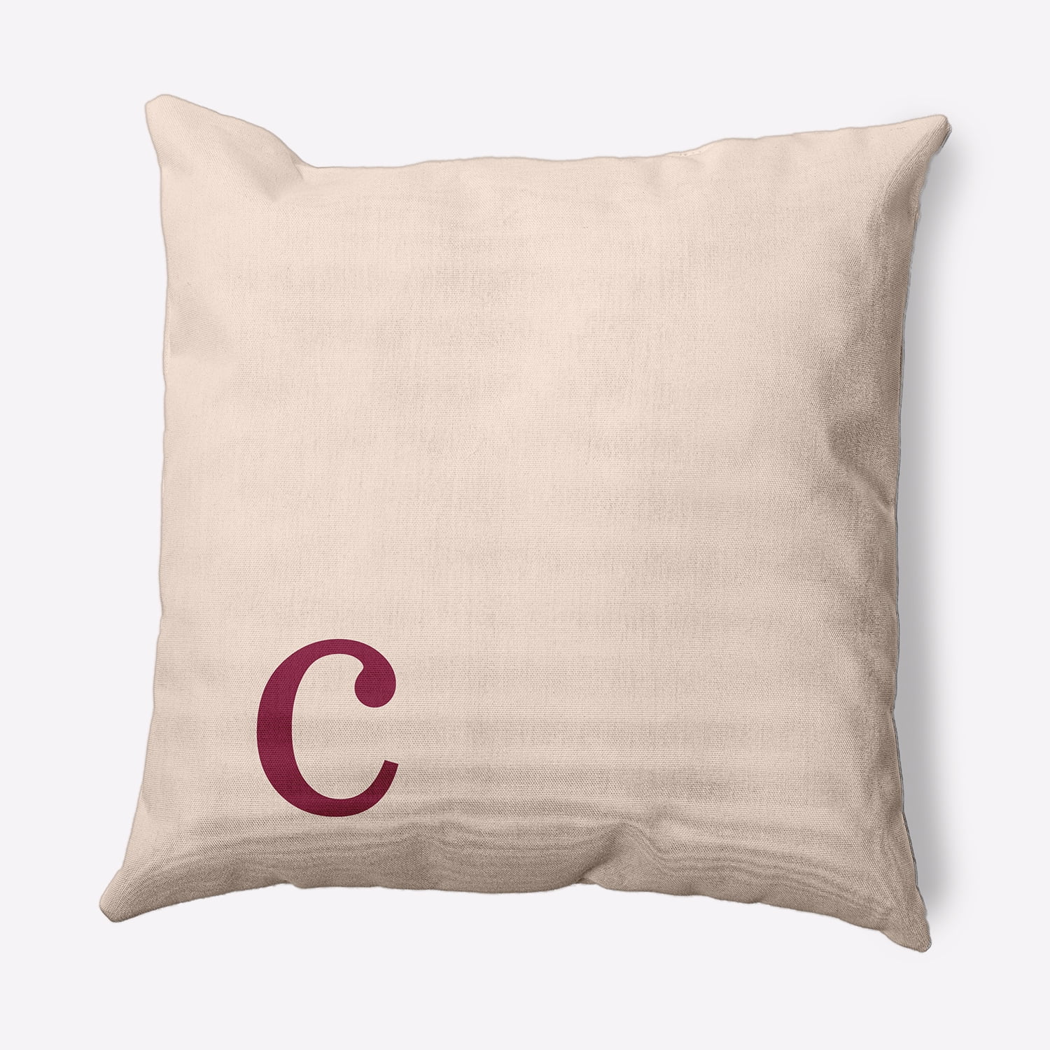 Simply Daisy 18" x 18" Modern Monogram Decorative Throw Pillow, Cranberry