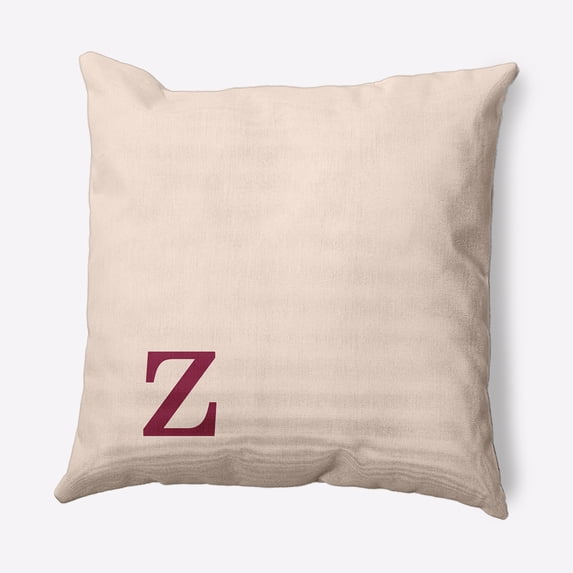 Simply Daisy 18" x 18" Modern Monogram Decorative Throw Pillow, Cranberry