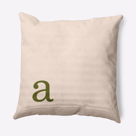 Simply Daisy 18" x 18" Modern Monogram Decorative Throw Pillow, Olive