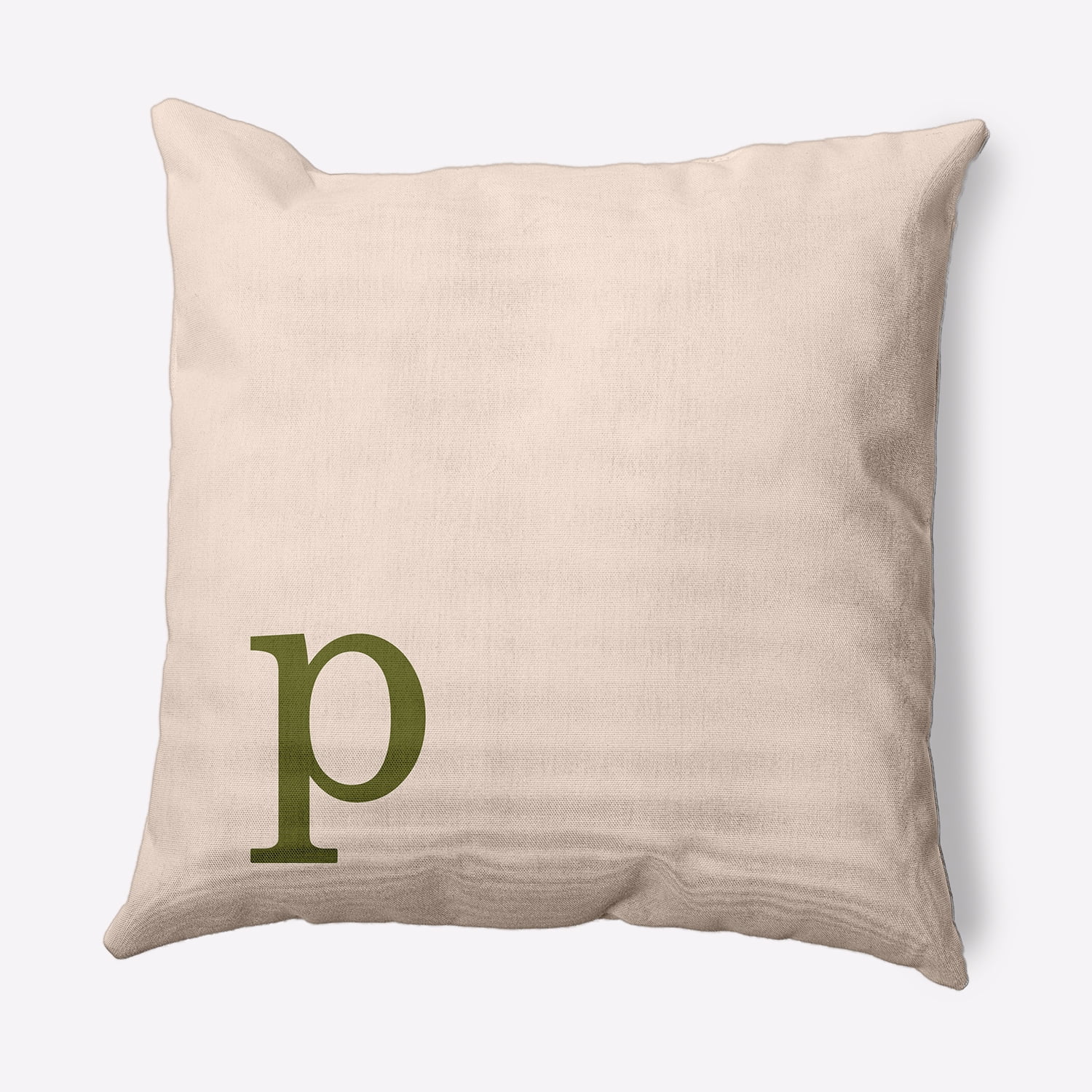 Simply Daisy 18" x 18" Modern Monogram Decorative Throw Pillow, Olive