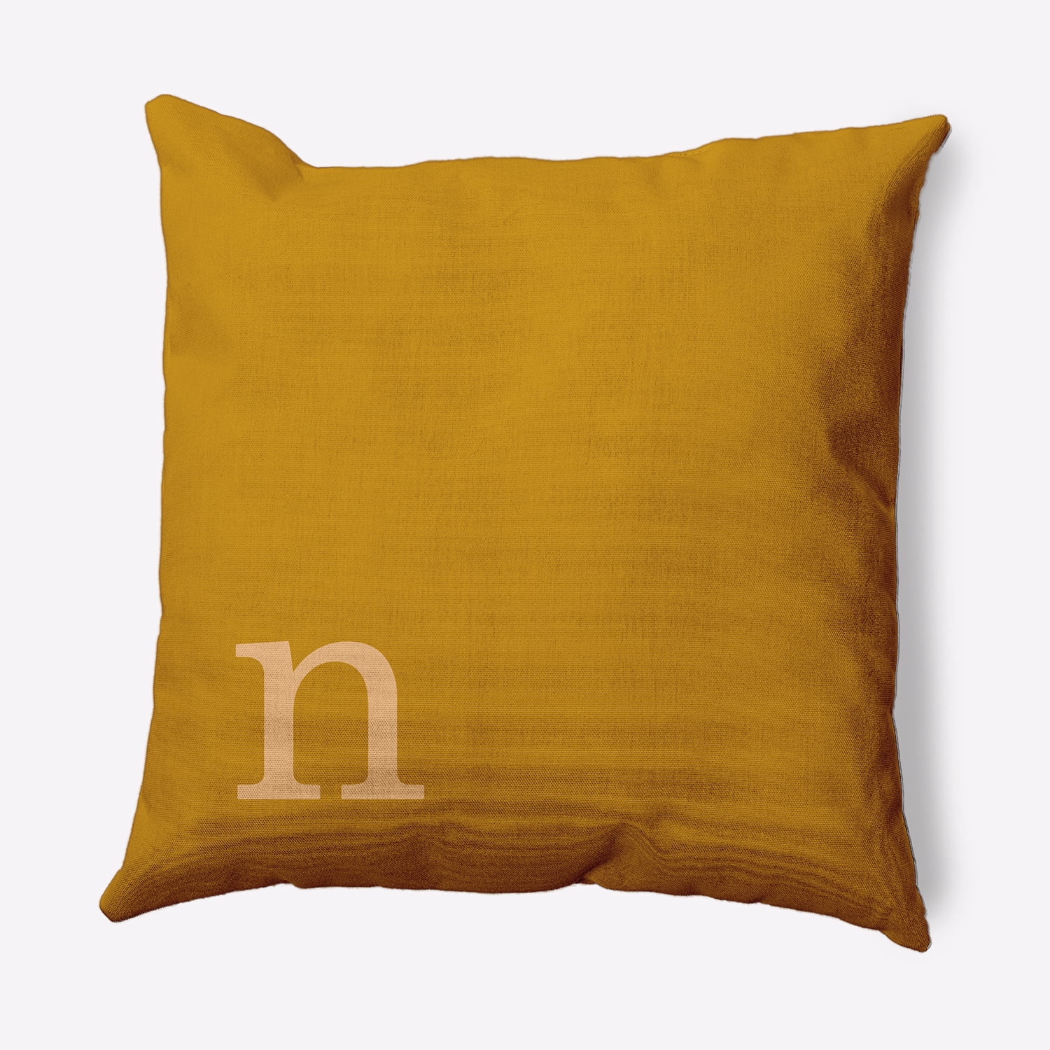 Simply Daisy 18" x 18" Modern Monogram Indoor/Outdoor Polyester Throw Pillow, Autumn Gold