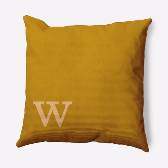 Simply Daisy 18" x 18" Modern Monogram Indoor/Outdoor Polyester Throw Pillow, Autumn Gold