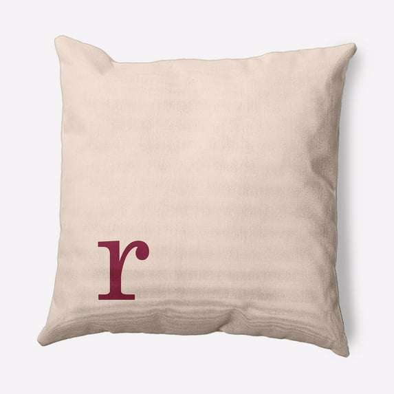 Simply Daisy 18" x 18" Modern Monogram Indoor/Outdoor Polyester Throw Pillow, Cranberry