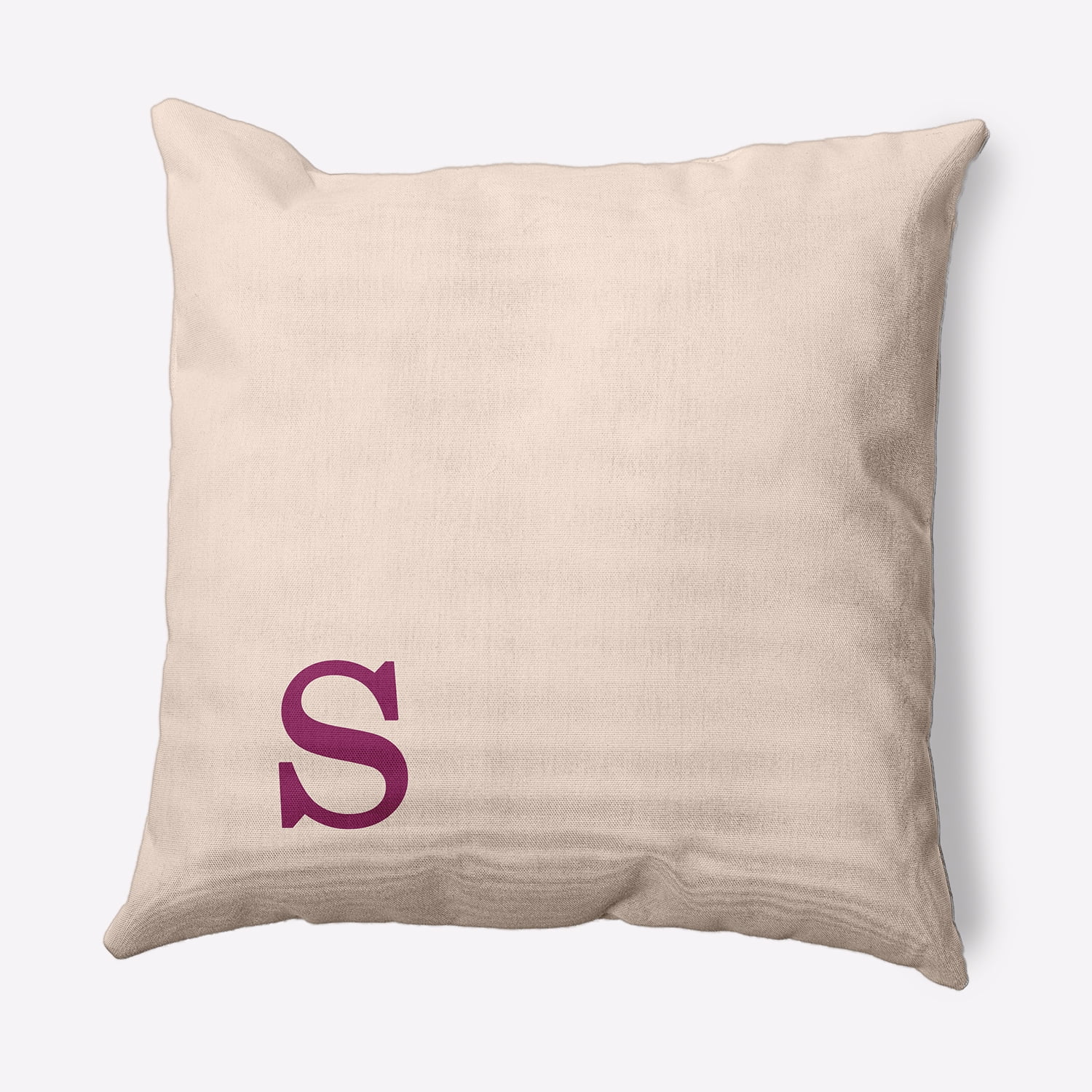 Simply Daisy 18" x 18" Modern Monogram Indoor/Outdoor Polyester Throw Pillow, Dusty Rose