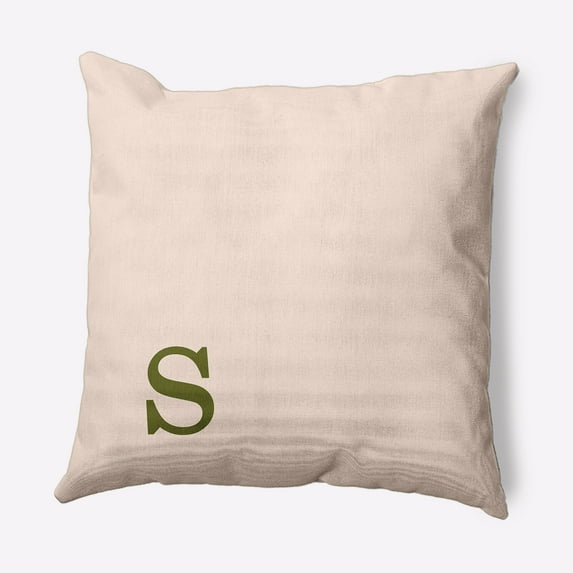 Simply Daisy 18" x 18" Modern Monogram Indoor/Outdoor Polyester Throw Pillow, Olive