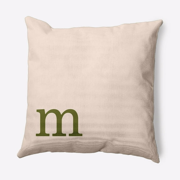 Simply Daisy 18" x 18" Modern Monogram Indoor/Outdoor Polyester Throw Pillow, Olive