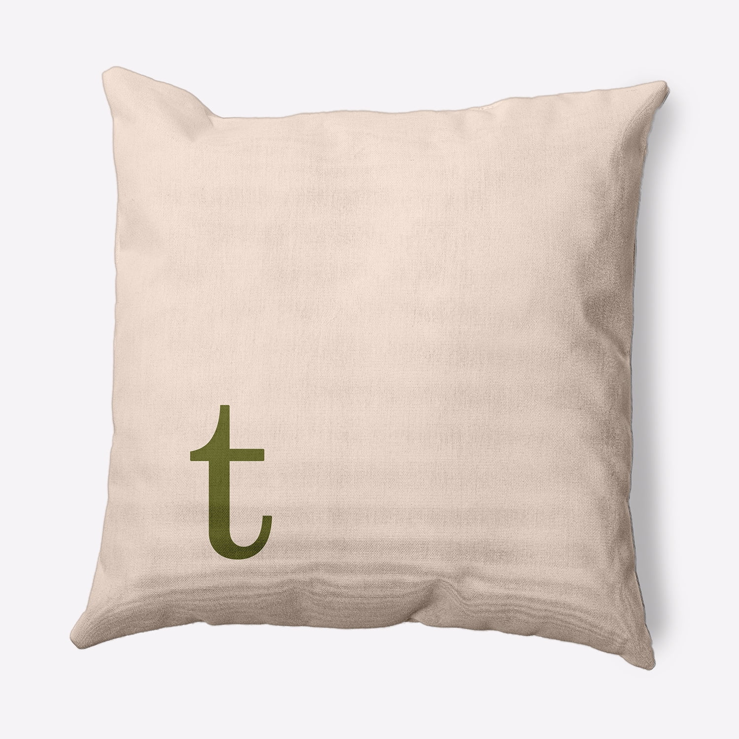 Simply Daisy 18" x 18" Modern Monogram Indoor/Outdoor Polyester Throw Pillow, Olive
