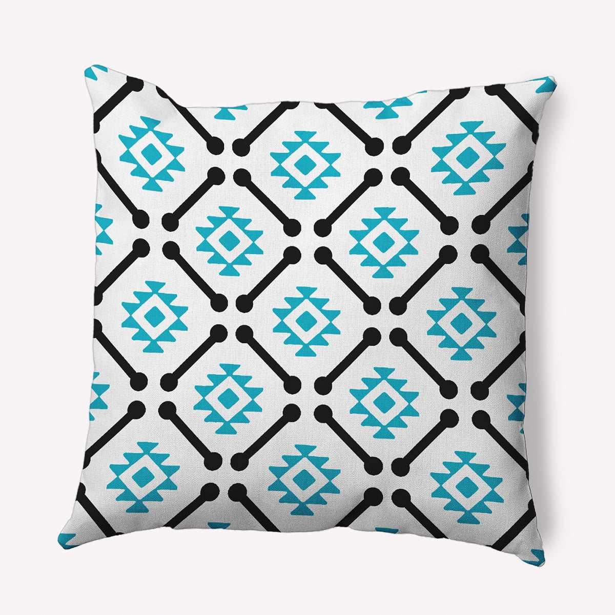 Simply Daisy 18" x 18" Modern Tribal Pattern Indoor/Outdoor Throw Pillow, Carribbean Turquoise (1 count)