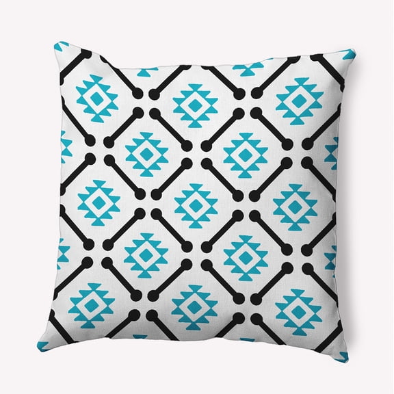 Simply Daisy 18" x 18" Modern Tribal Pattern Indoor/Outdoor Throw Pillow, Carribbean Turquoise (1 count)
