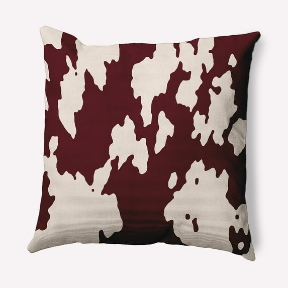 Simply Daisy 18" x 18" Moo Print Indoor/Outdoor Polyester Throw Pillow, Pomegranate