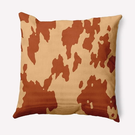Simply Daisy 18" x 18" Moo Print Indoor/Outdoor Polyester Throw Pillow, Sienna
