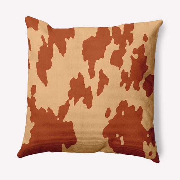 Simply Daisy 18" x 18" Moo Print Indoor/Outdoor Polyester Throw Pillow, Sienna