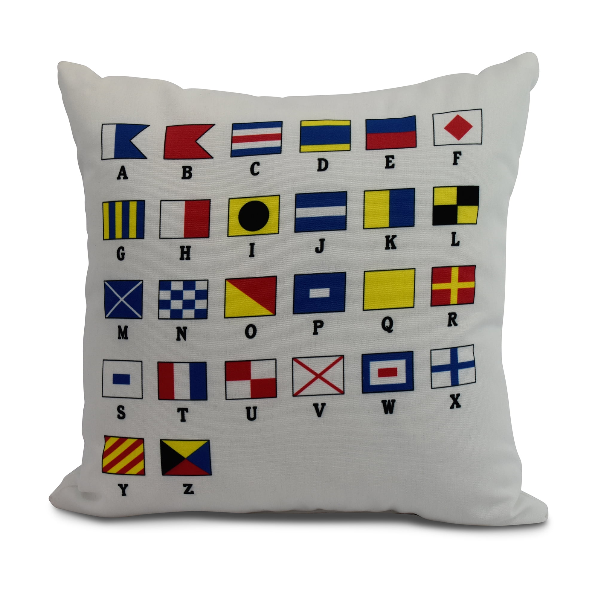 Simply Daisy, 18" x 18" Multi Smaller Letters, Geometric Print Outdoor Pillow, Red