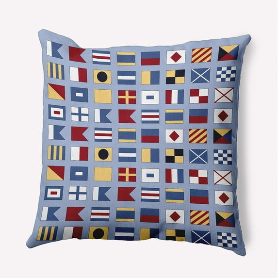 Simply Daisy 18" x 18" Nautical Flags Decorative Throw Pillow, Peri (1 count)