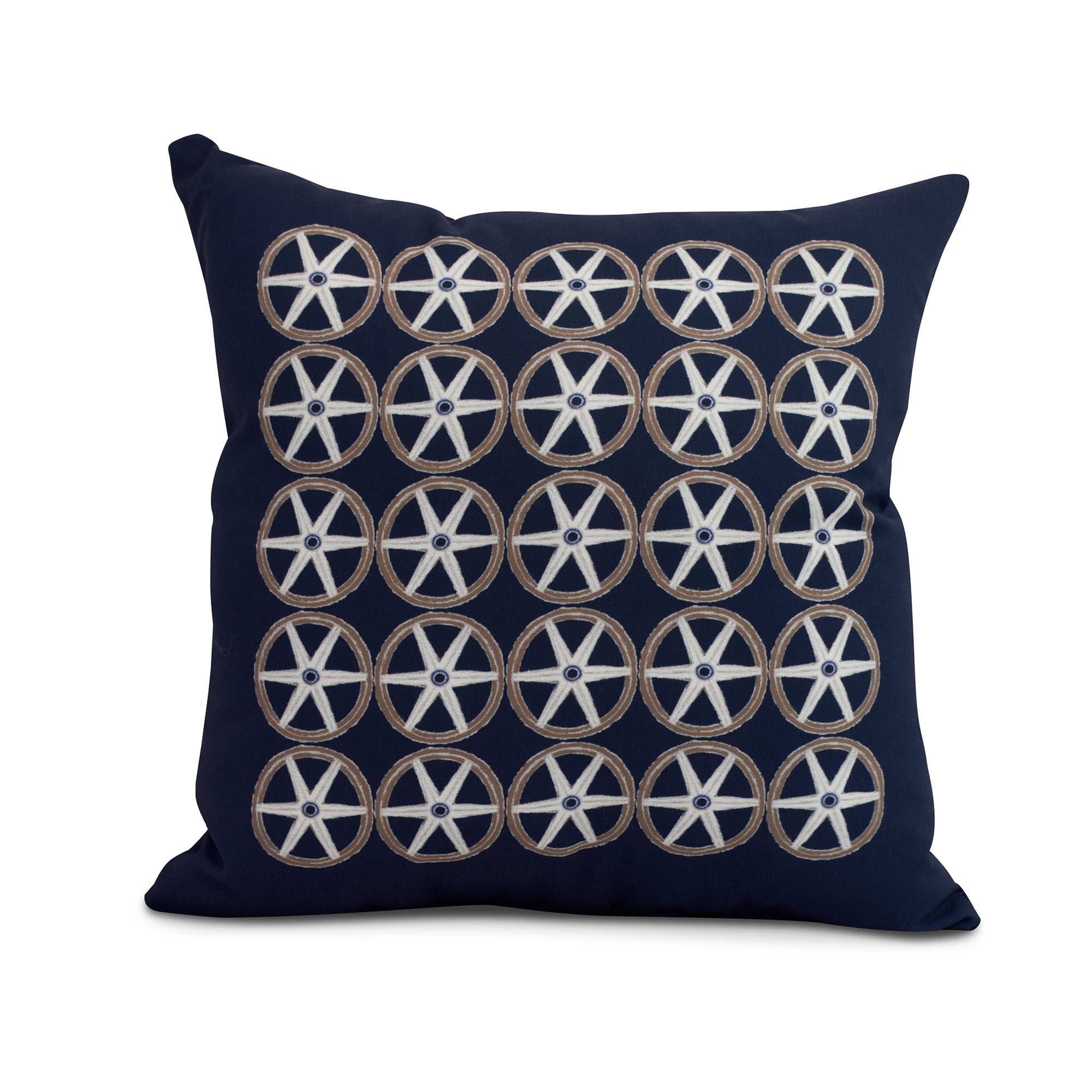 Simply Daisy, 18" x 18" Nautical Geo Square, Geometric Print Outdoor Pillow, Navy