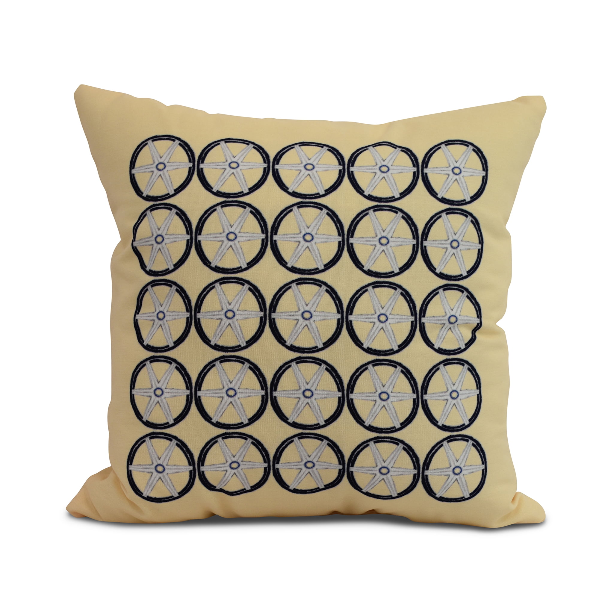 Simply Daisy, 18" x 18" Nautical Geo Square, Geometric Print Outdoor Pillow, Yellow