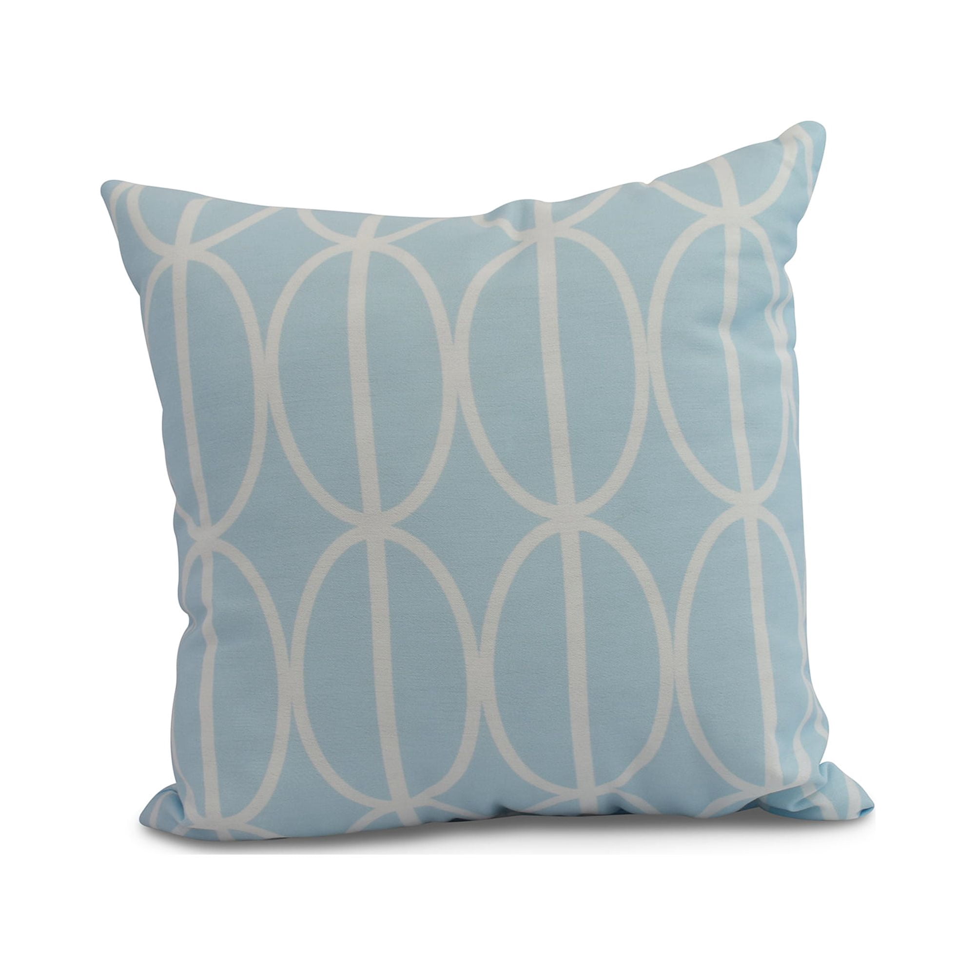Simply Daisy, 18" x 18" Ovals Go \'Round , Geometric Print Outdoor Pillow, Pale Blue