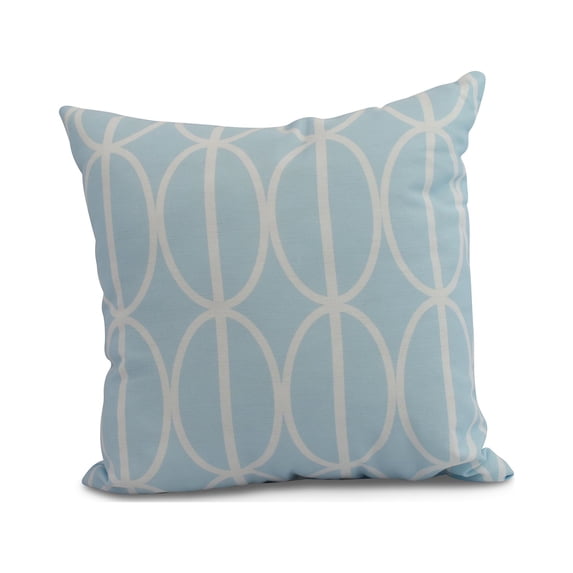 Simply Daisy, 18" x 18" Ovals Go \'Round , Geometric Print Outdoor Pillow, Pale Blue