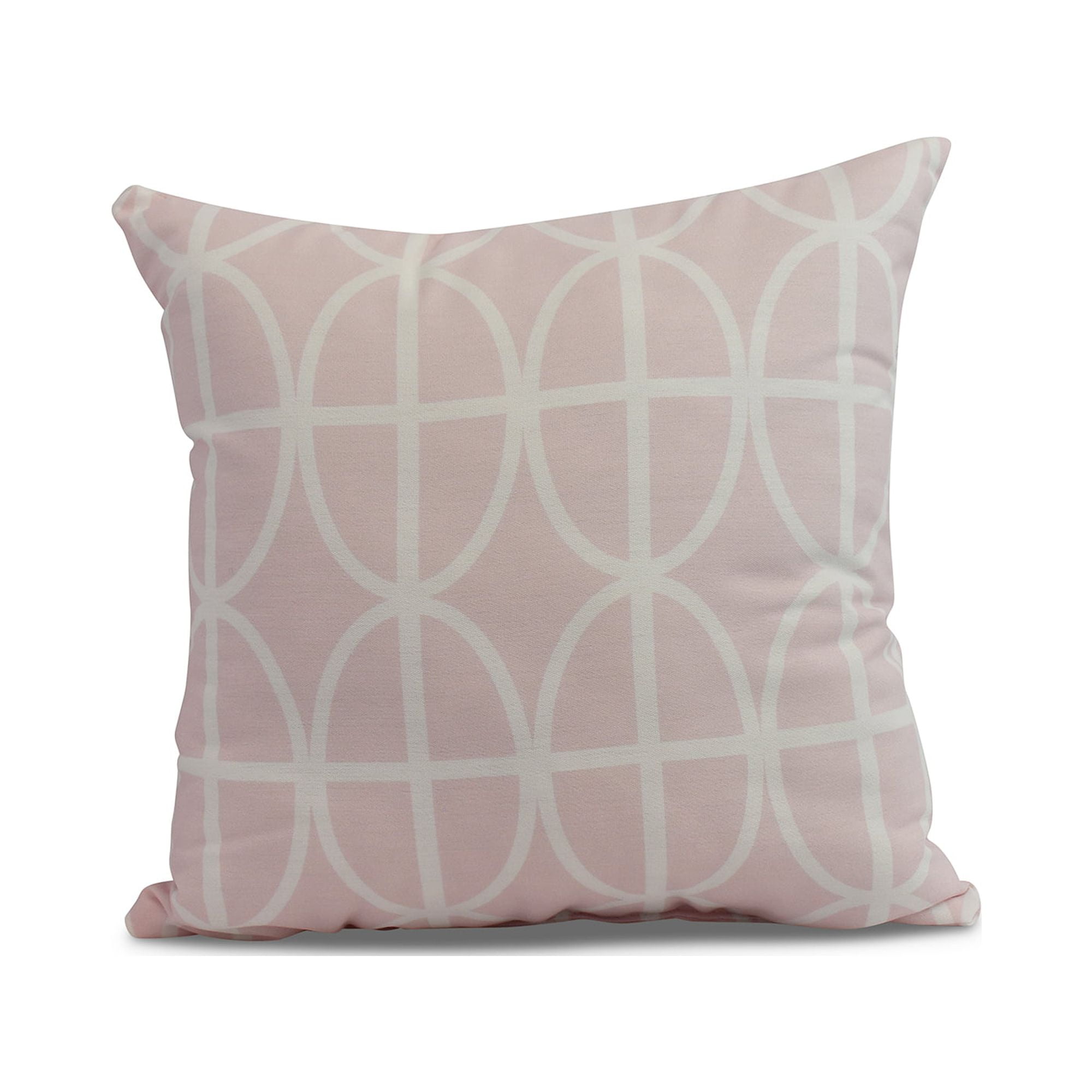 Simply Daisy, 18" x 18" Ovals and Stripes , Geometric Print Outdoor Pillow, Pink