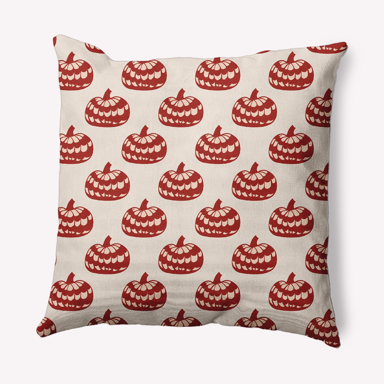 Simply Daisy 18" x 18" Patterned Pumpkins Indoor/Outdoor Polyester Throw Pillow, Maple Red
