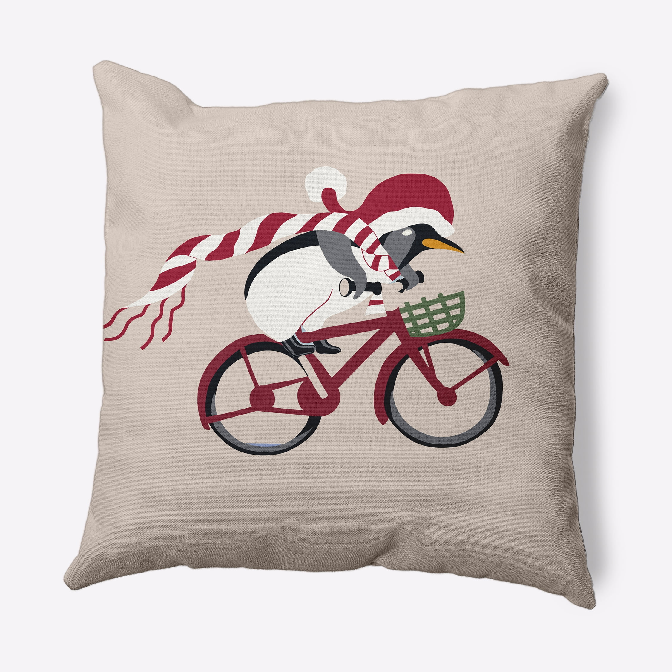 Simply Daisy 18" x 18" Pedaling Penguin Animal Decorative Throw Pillow