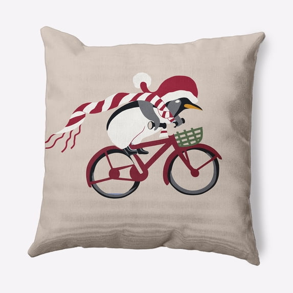 Simply Daisy 18" x 18" Pedaling Penguin Animal Outdoor Throw Pillow