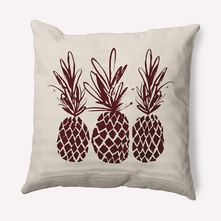 Simply Daisy 18" x 18" Pineapples Indoor/Outdoor Polyester Throw Pillow, Pomegranate