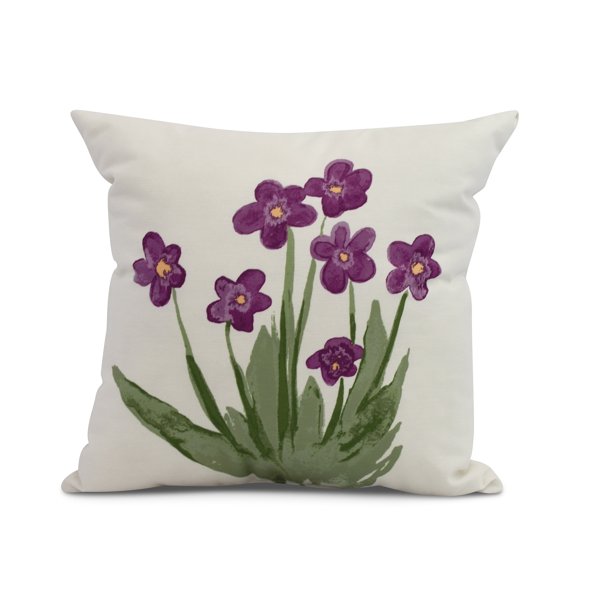 18" x 18" Purple Floral Outdoor Throw Pillow