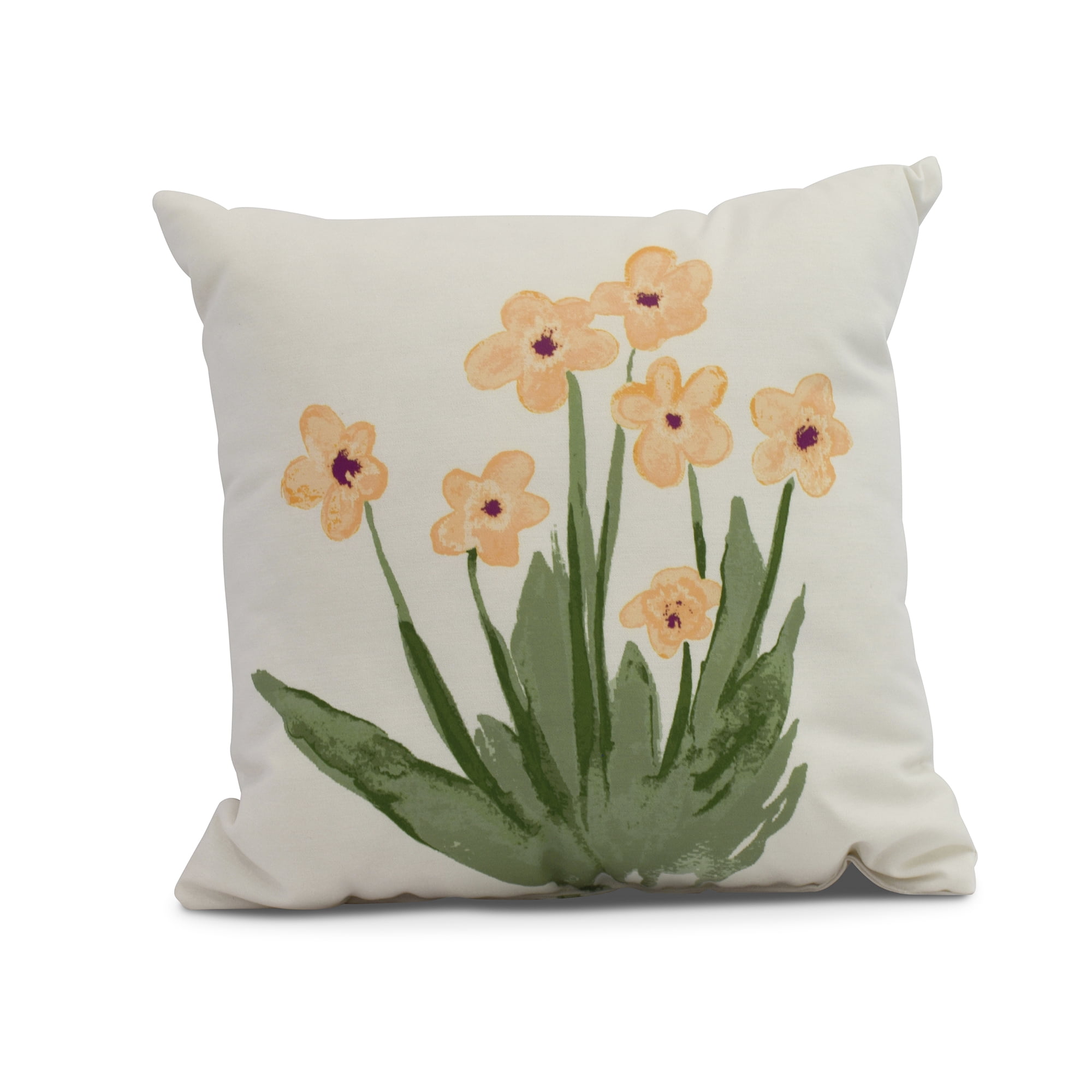 Simply Daisy, 18" x 18" Pretty Little Flower Outdoor Pillow, Yellow