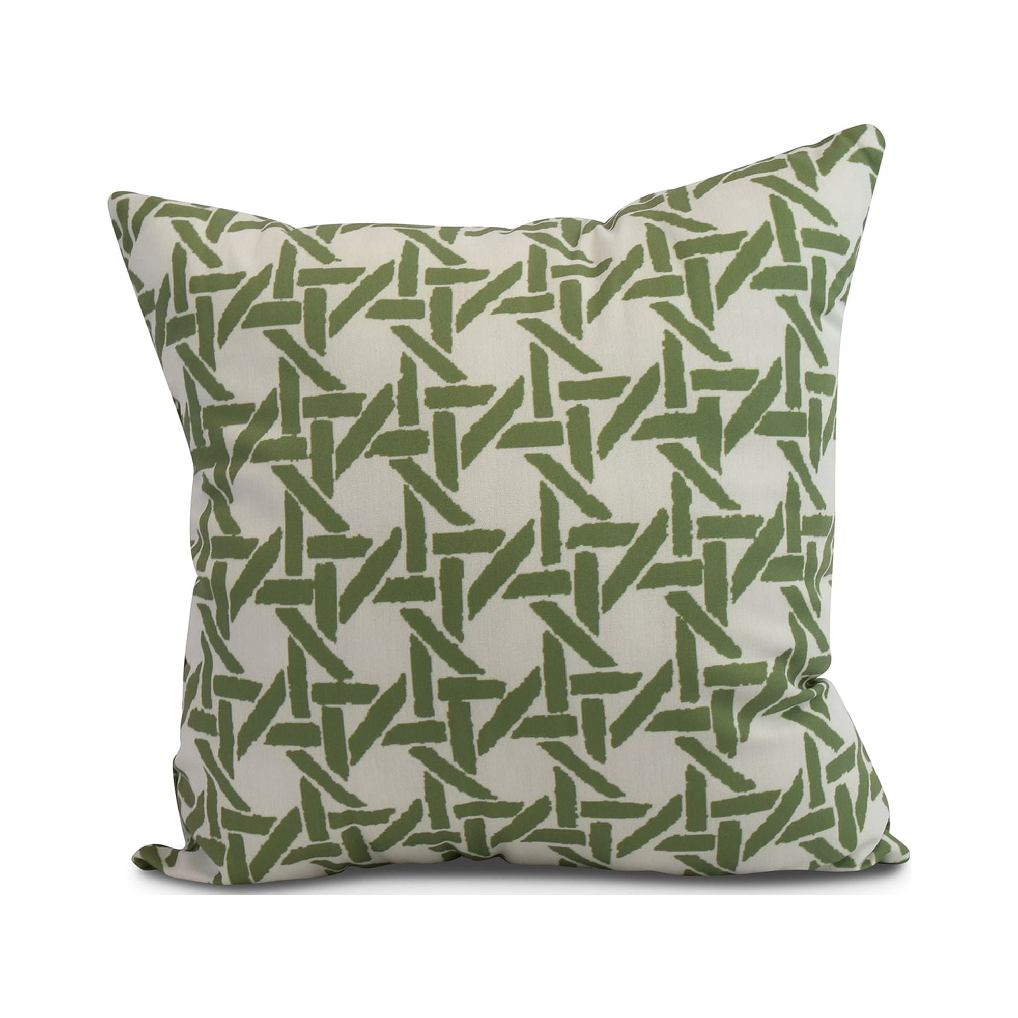 Simply Daisy, 18" x 18" Rattan Geometric , Geometric Print Outdoor Pillow, Green