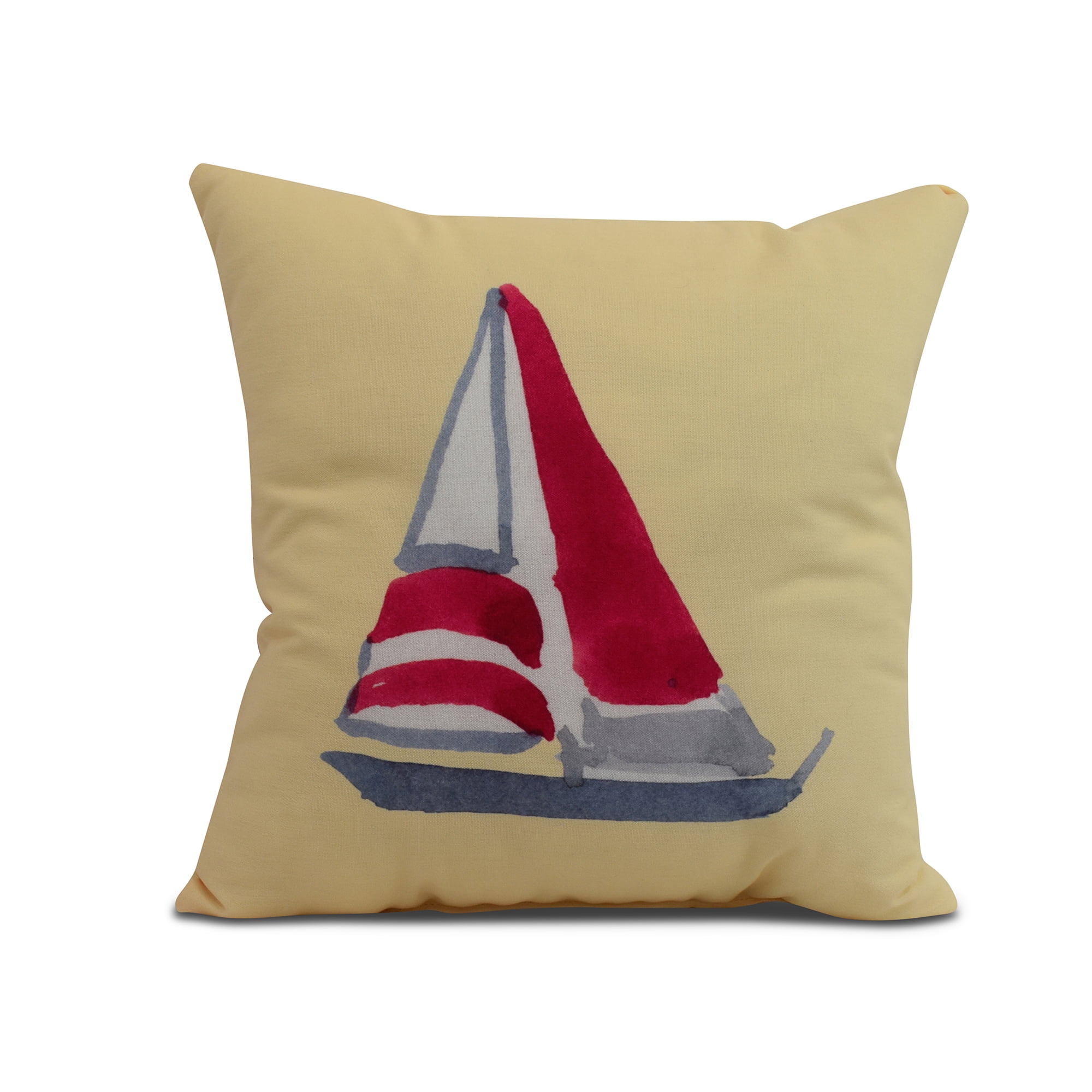 Simply Daisy, 18" x 18" Sail Away, Geometric Print Outdoor Pillow, Yellow