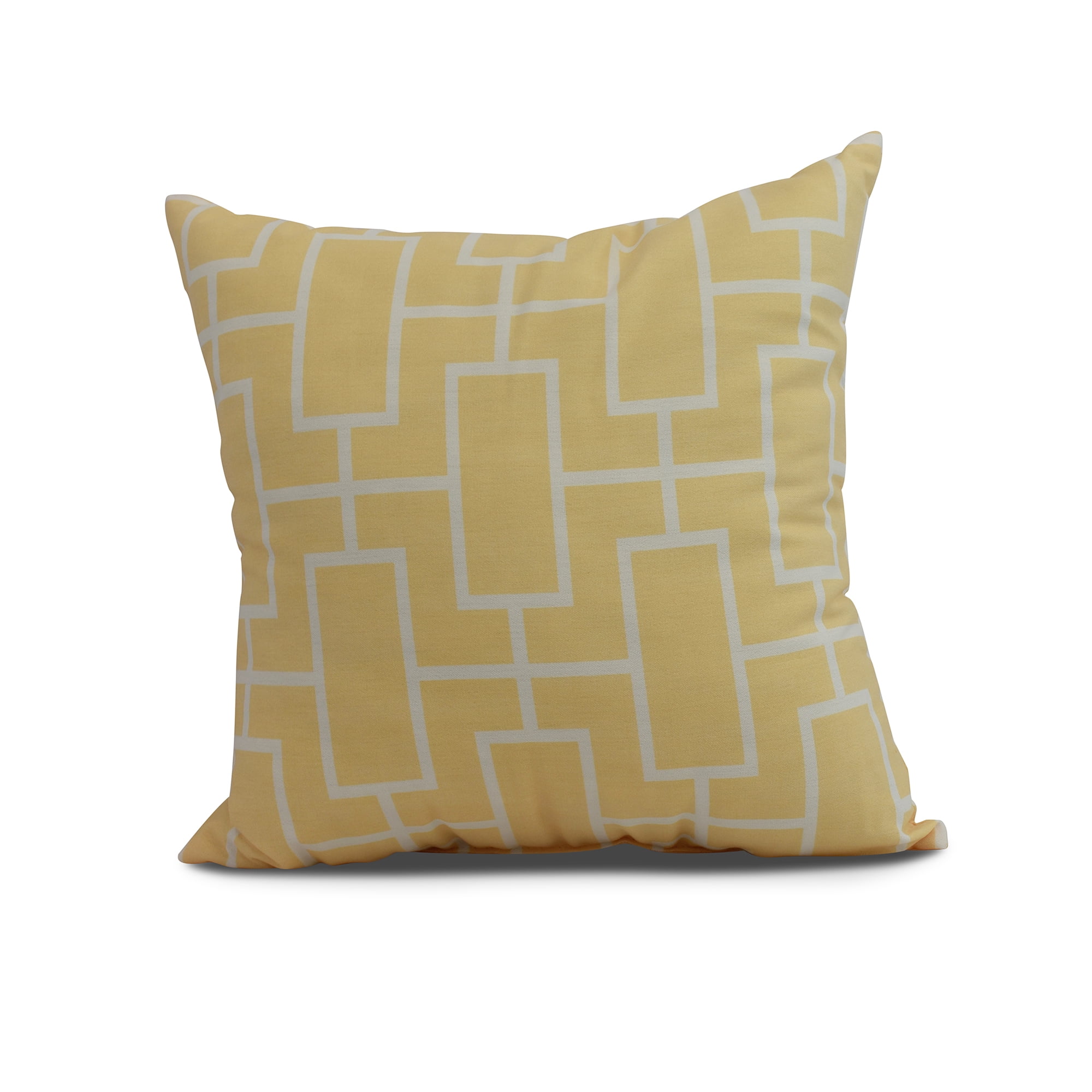 Simply Daisy, 18" x 18" Screen Lattice , Geometric Print Outdoor Pillow, Yellow