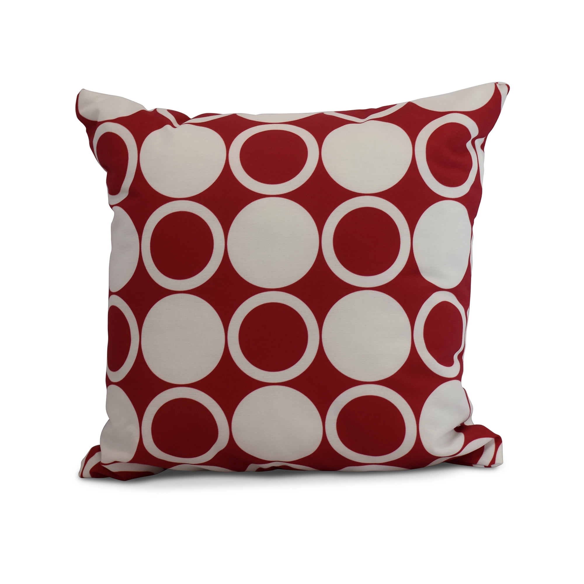 Simply Daisy, 18" x 18" Small Modcircles, Geometric Print Outdoor Pillow, Red