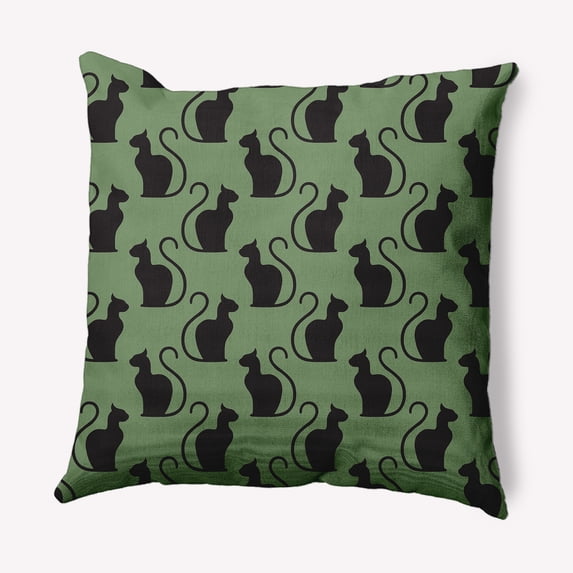 Simply Daisy 18" x 18" Spooky Cats Decorative Throw Pillow, Sage