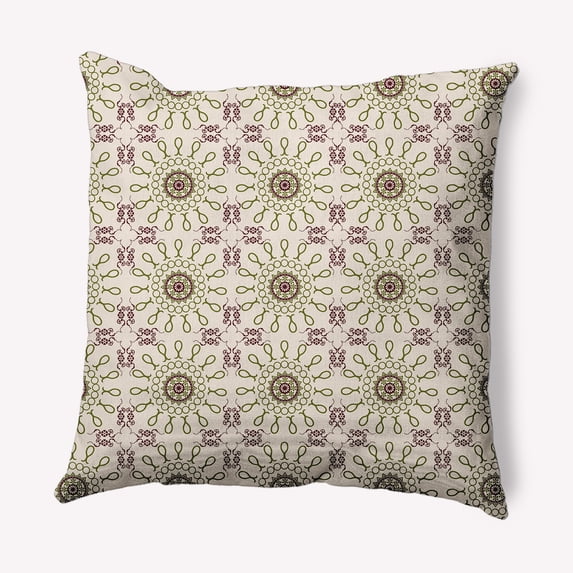 Simply Daisy 18" x 18" Sun Tile Indoor/Outdoor Polyester Throw Pillow, Olive