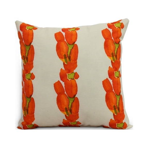 Simply Daisy, 18" x 18" Sunset Tulip Orange Floral DecorativeOutdoor Pillow