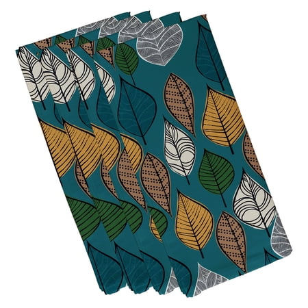 Simply Daisy 18" x 18" Teal Autumn Leaves Napkins, Set of 4