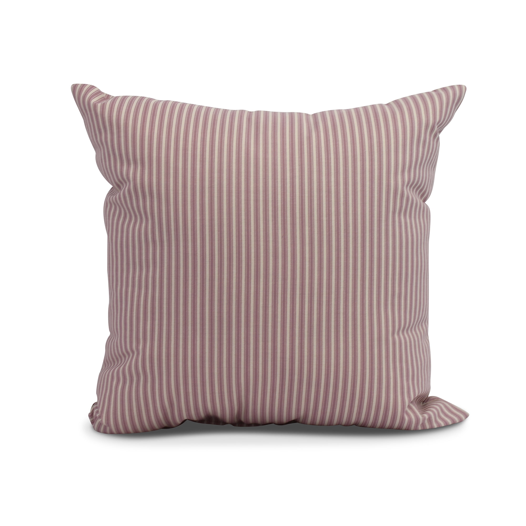 Purple Ticking Stripe 18" Square Outdoor Pillow with Polyester Fill