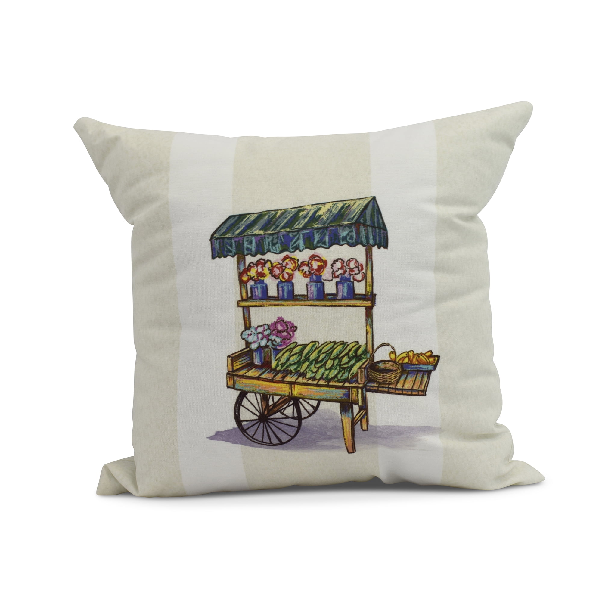 Simply Daisy, 18" x 18" Veggie Cart Outdoor Pillow, Green